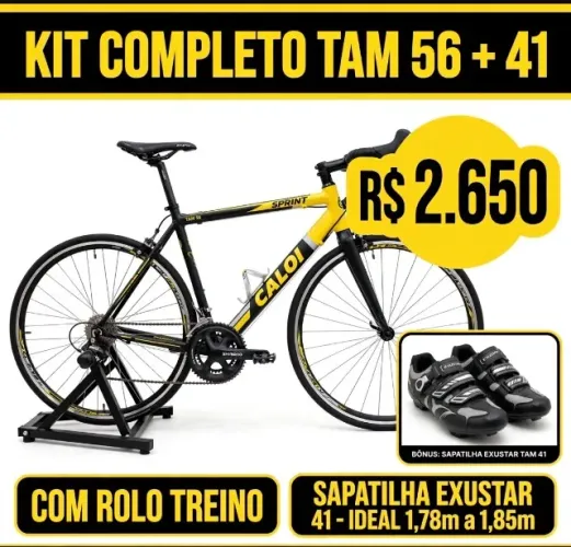 KIT SPEED Completo Caloi Sprint Tam 56 (1,78 a 1,85m) + Rolo + Sapatilha 41