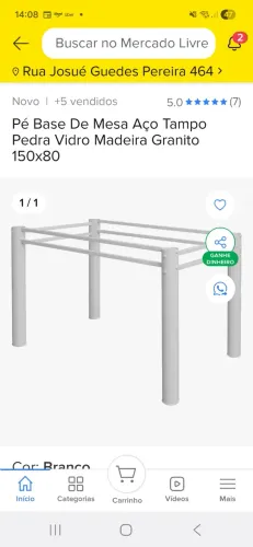 Pés para mesa. Aceita tampo de madeira ou vidro.