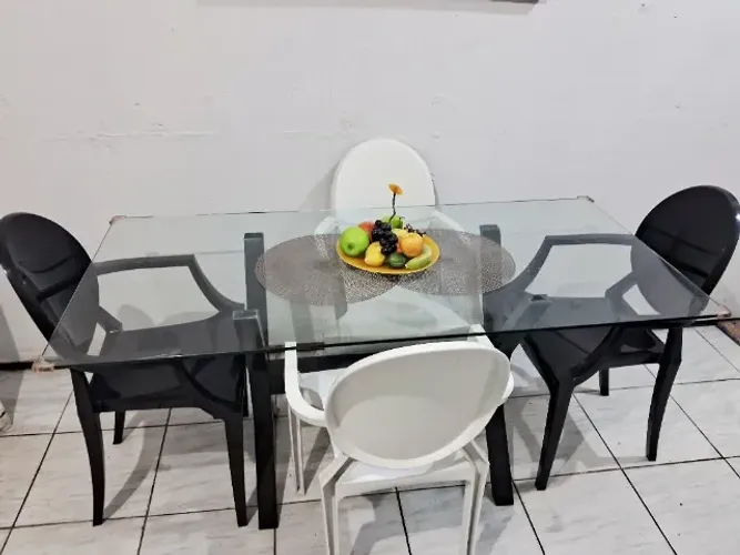 MESA DE JANTAR VIDRO COMPLETA