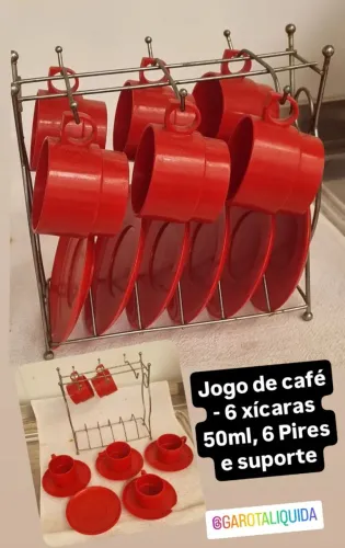 Jogo de café- 6 xícaras 50ml com Pires e suporte