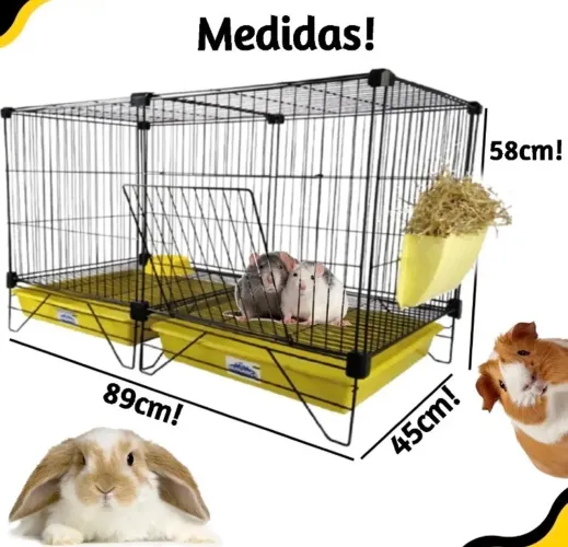 Gaiola 2x1 para coelhos, hamsters