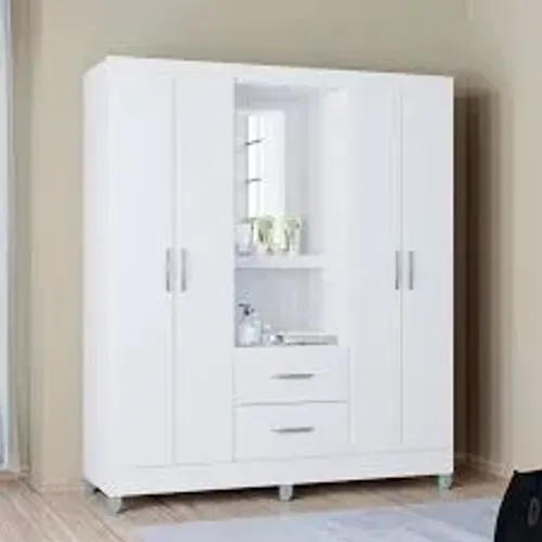 Guarda Roupa Capelinha Cordoba 4Pts 2Gvs Branco Poquema - Entrega Rápida!