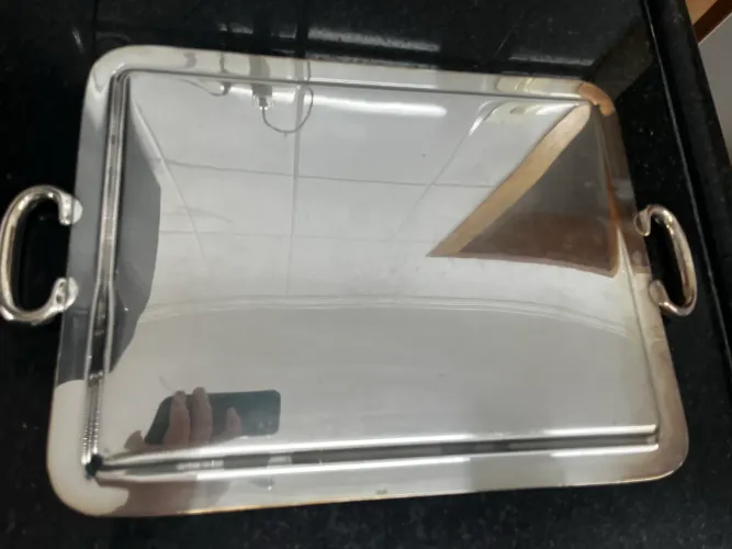 Bandeja de prata retangular