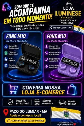 Fone de ouvido via Bluetooth M10