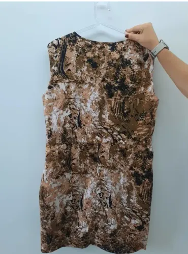 Vestido Social Estampado - Tons De Marrom