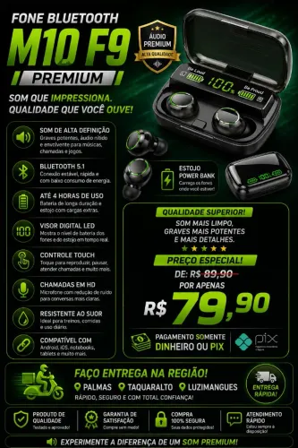 Fone Bluetooth M10 F9 Premium