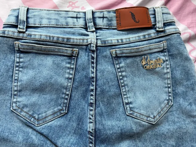 Calca jeans marmorizada pimenta original