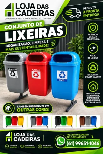 CONJUNTO DE LIXEIRAS PARA COLETA SELETIVA