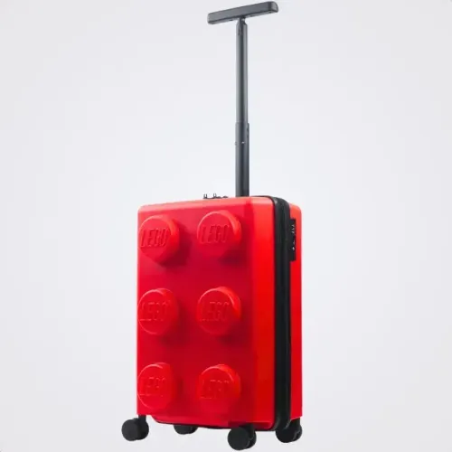 Mala de viagem bordo Infantil Lego Original com rodinhas e alça, cor Rosa e Vermelho