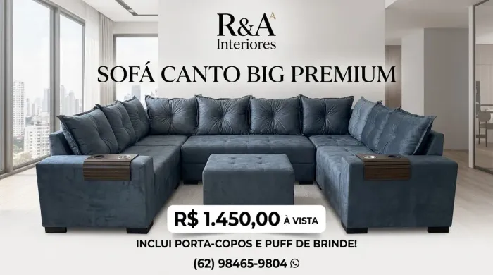 Sofá direto da fábrica com puff de brinde