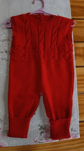 Jardineira em tricot saída maternidade