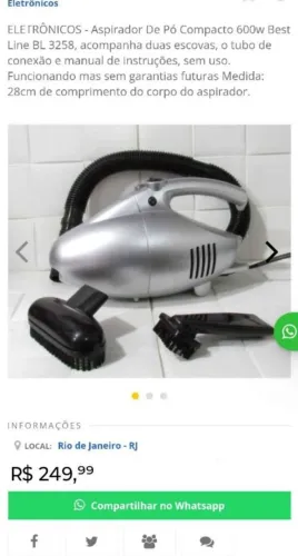 Vendo aspirador de pó portátil e 2 roteadores