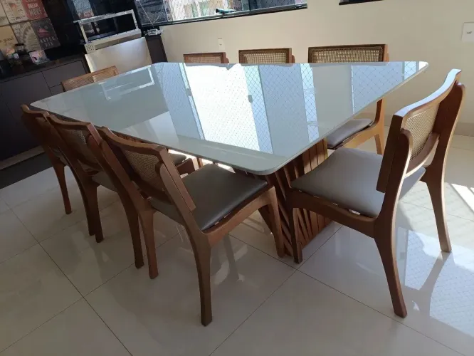 Mesa de Jantar 8 Lugares 100% Madeira ( Outras Opções de Cadeiras ) 