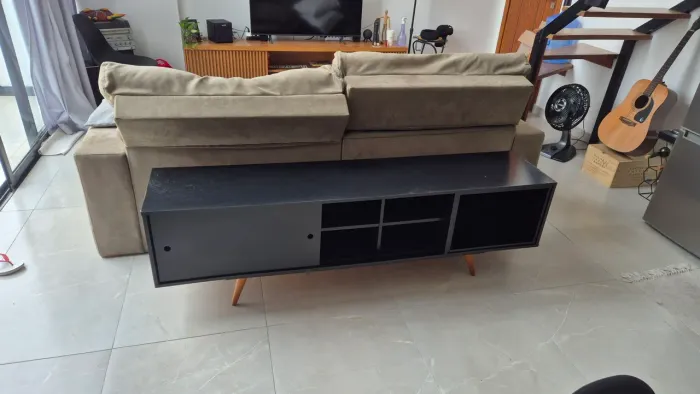 Rack Retrô Goslar Preto 180 cm Mobly <br><br>SKU: OL487RA39WMUMOB-538241