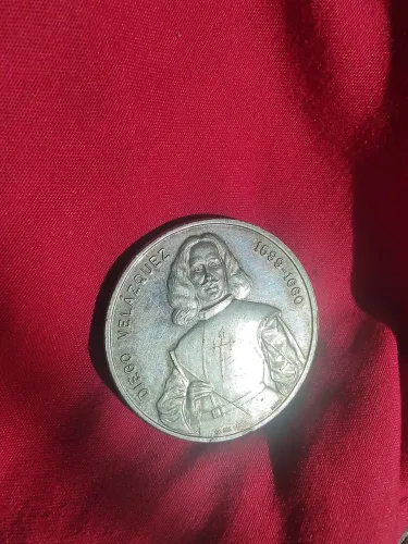 Moeda antiga de prata 999 Onza Troy Comemorativa Diego Velasquez - Abadia