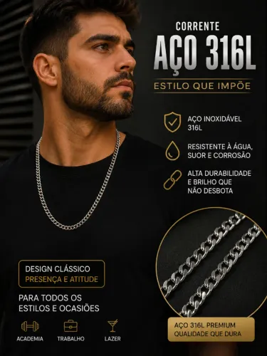 Colar/Correntes de Aço 316L (aço premium)