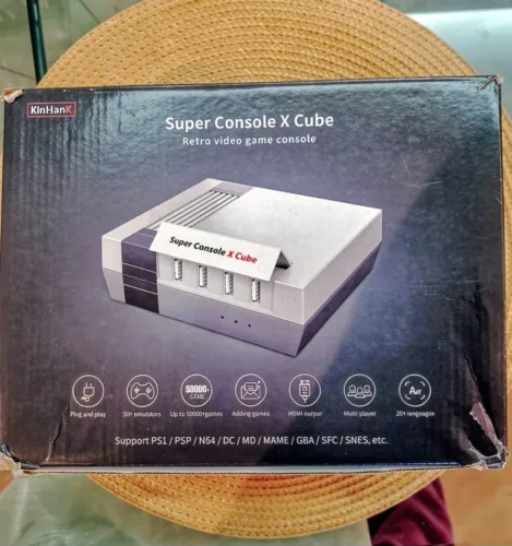 Video Game Retrô Super Console X Cube + 50 Mil Jogos + 2 Controles Sem Fio