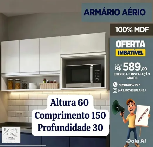 Armário aéreo 100% MDF