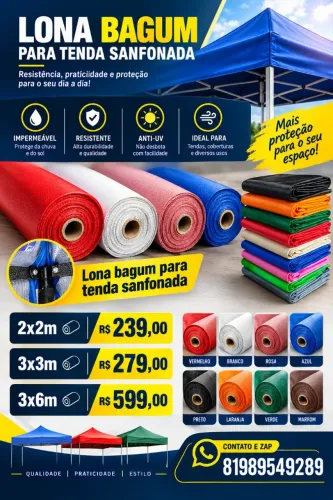 Lona para tenda coberta de bagum lona de altíssima qualidade