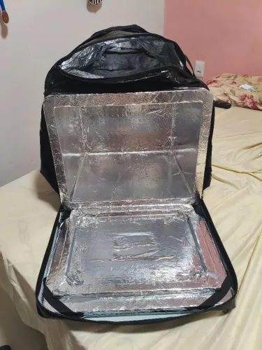 Bag motoqueiro entregador impermeável 45 litros com isopor laminado 