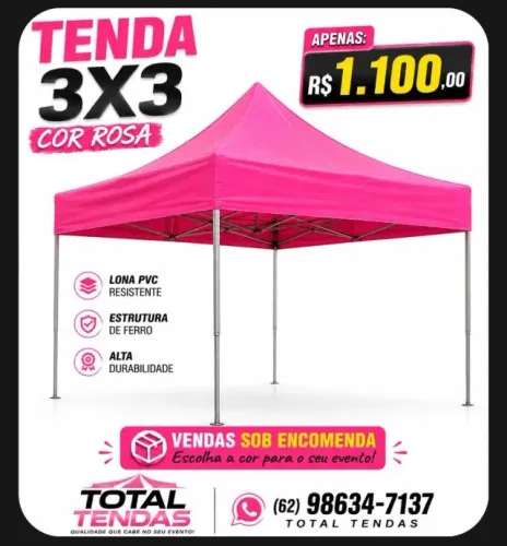 Tenda 3x3 lona PVC rosa