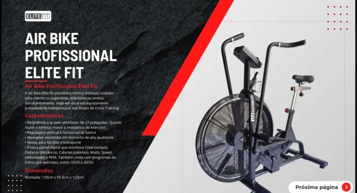 Air Bike + Ski Erg Profissional Elite Fit - Equipamentos para Academia e Crossfit