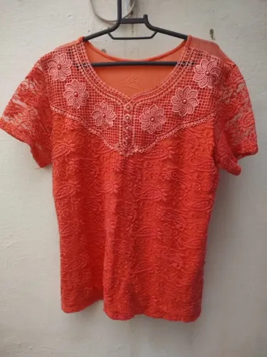 Blusa Laranja Viscose com detalhes Tamanho GG