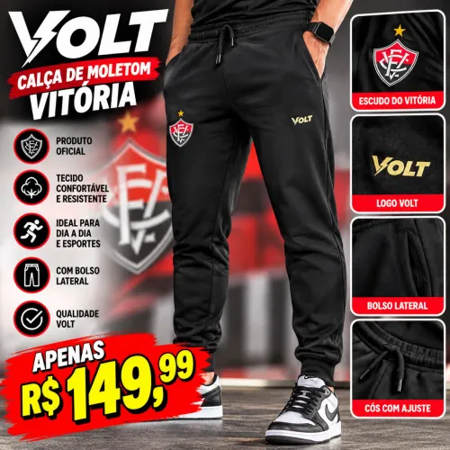 CALÇA DE MOLETOM VITÓRIA VOLT - PRETA - 149,99