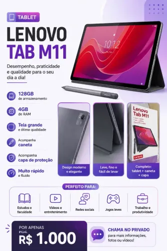 Lenovo Tab M11<br><br>informações vem pv