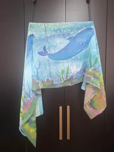 Canga pintada a mão golfinhos