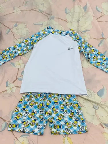 Conjunto infantil Chico Bento para praia/piscina com proteção uv
