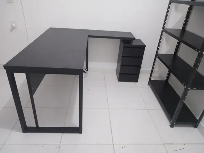 Mesa para escritorio tipo L multiuso com gavetas