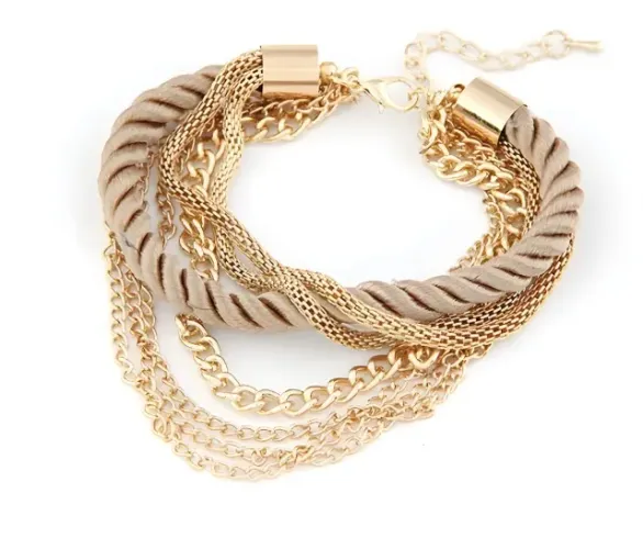 Pulseira Bracelete Multi Camadas Dourada