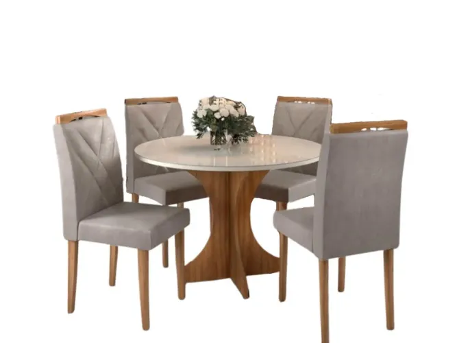 Mesa de Jantar Circular 1.00 Com 4 Cadeiras Lara l765