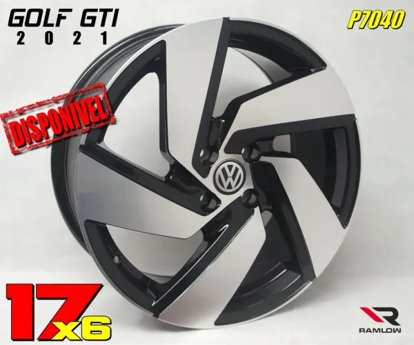 Roda aro 17 Volkswagen Golf Gti 2021 preta com diamantado 4x100 jogo