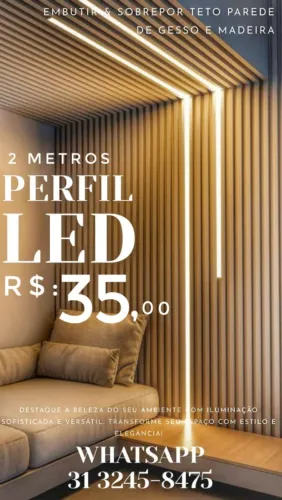 LED Perfil Embutir e Sobrepor Faixa de Luz