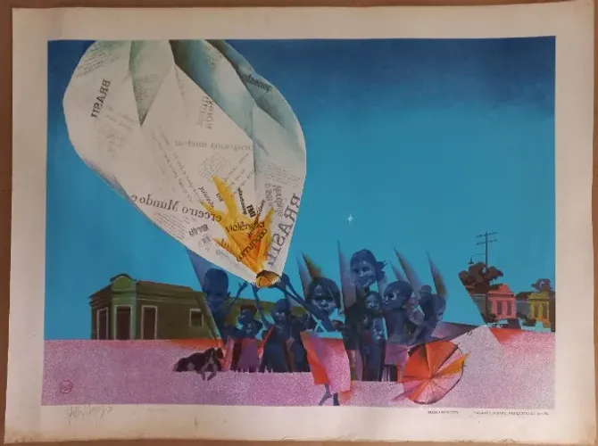 Gravura de Mello Menezes - Quadro em offset