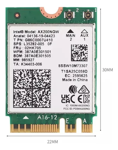 Placa Wi-fi 6e Ax210 Ax210ngw 802.11ax Ac Wi-fi 6 Bluetooth