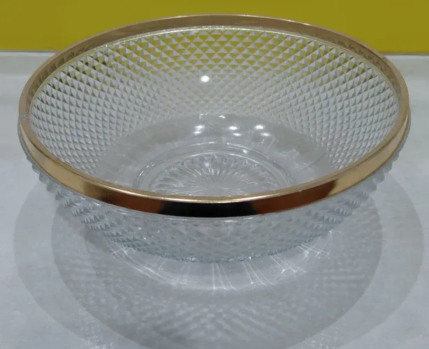 Tigela de Vidro com Borda Dourada