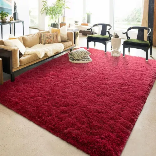 Grande tapete vermelho felpudo 2.50 x 2.00 m