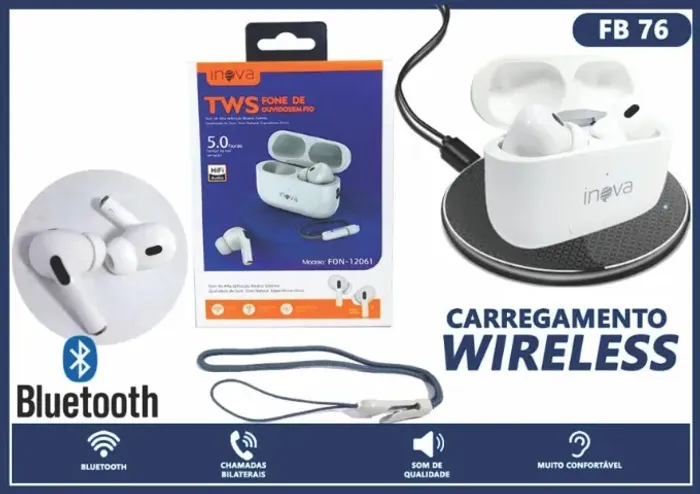 FONE BLUETOOTH SEM FIO COM CARREGAMENTO WIRELESS TOP