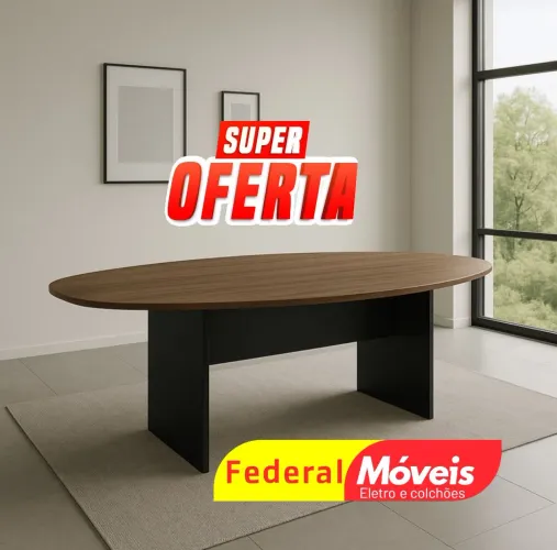 Mesa para Escritório Reunião Oval 0,75x2,00x1,10 - Ampla e funcional!