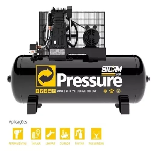 COMPRESSOR 200LITROS 5CV TRIF 220/380V 140PSI 20PES PRESSURE