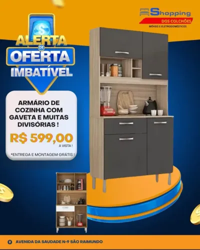 Armário de Cozinha com Gaveta e Divisórias - Oferta Imbatível