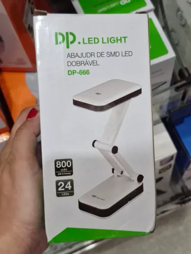 Luminária De Mesa Articulável Abajur 24 Leds Recarregável Branco