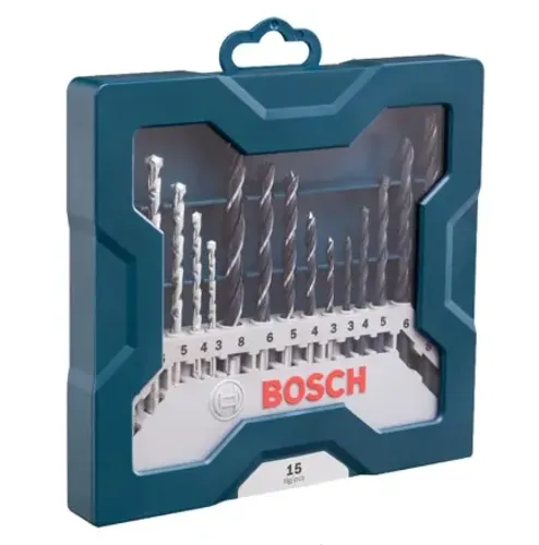 Bosch Jogo brocas alvenaria/metal/Madeira Mini X-line 15 peças