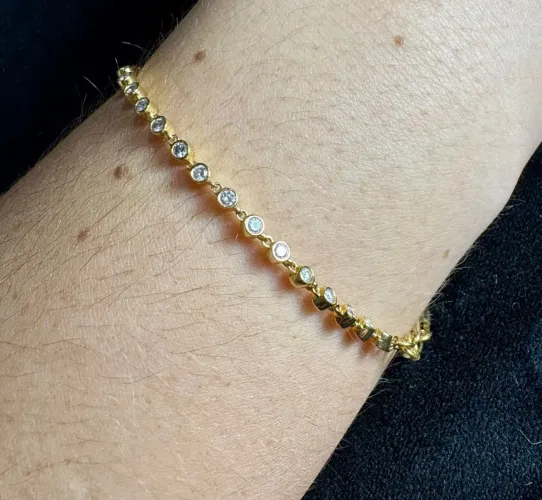 Pulseira Riviera ouro 18k com brilhantes