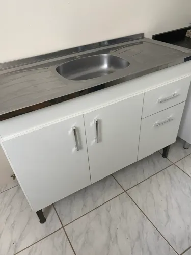 Balcão de Pia MDF + Pia Inox SEMINOVA - Entrego !