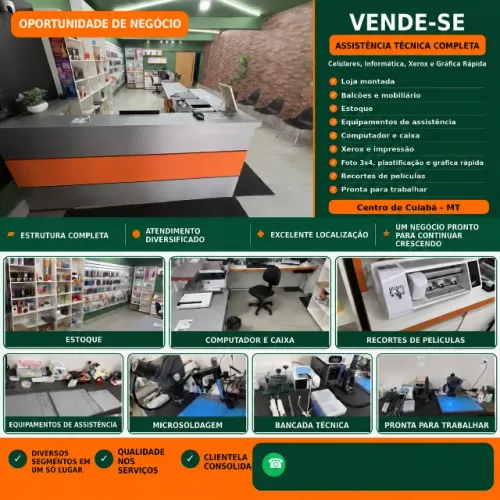 Vende-se Assistência Técnica Completa - Celulares, Informática e Gráfica Rápida