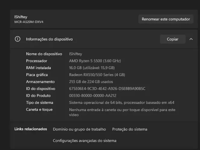 COMPUTADOR RX 5500 + RX 550 4GB -- SOMENTE GABINETE